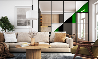 Specialty decorative window film creates texture in living room 